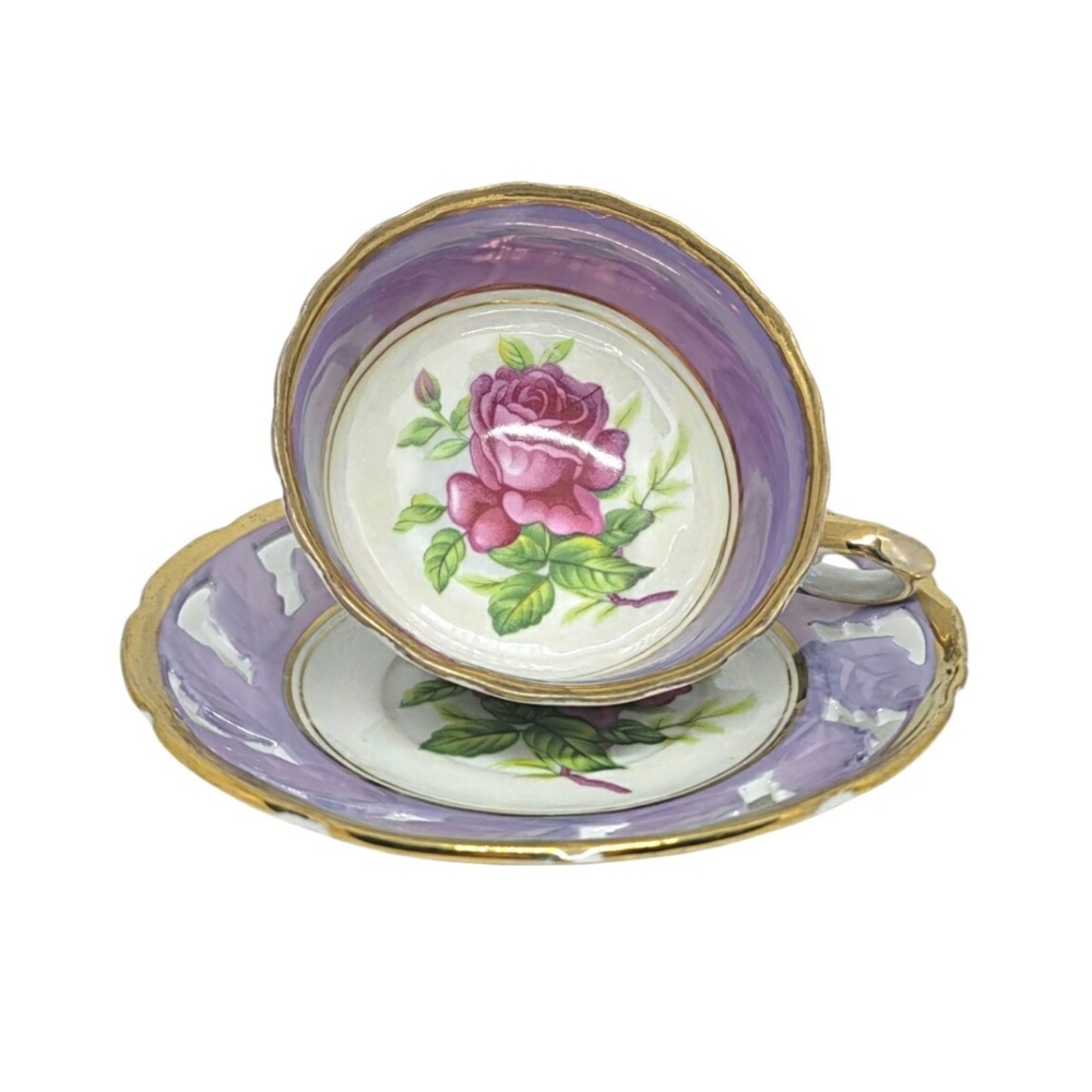 Vintage Thames Lusterware Rose Motif Teacup and Saucer - Picture 2 of 11